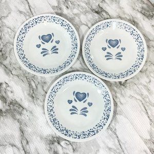 Corelle Blue Hearts Bread & Butter Dessert Plates Set of 3